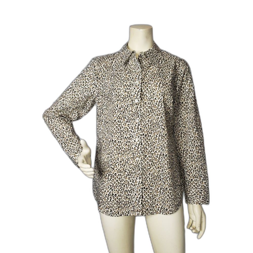 TALBOTS Leopard Print Pattern Button Up Dress Shirt Womens Size Medium NEW